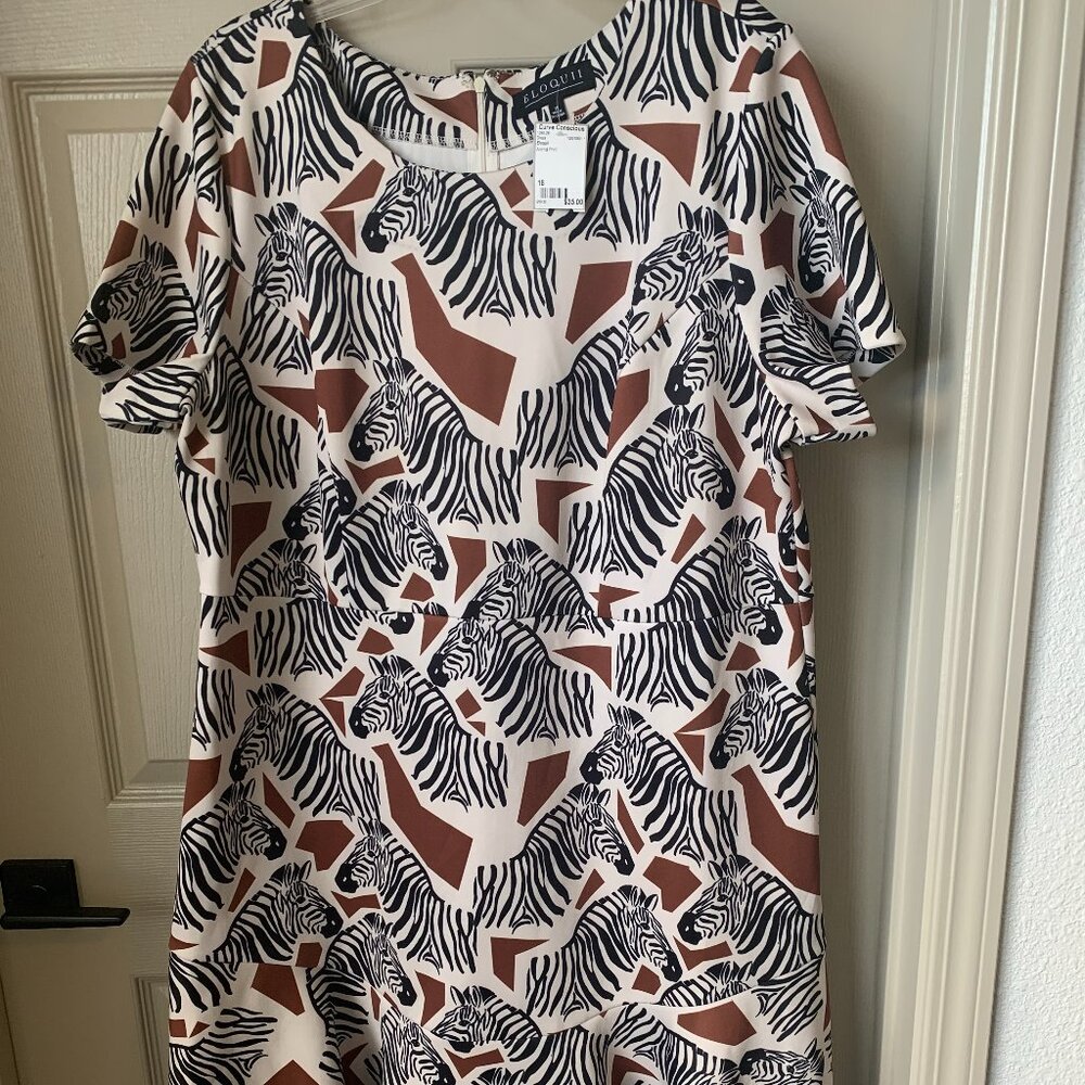Sz 18 Eloquii Zebra Print Dress